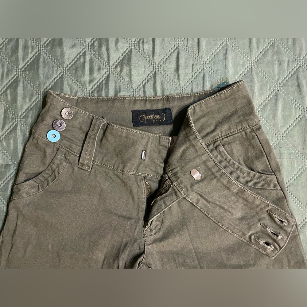 SPOON JEANS Extended-Tab Twill Flare Pants, Size 1/32 Inseam, EUC - Picture 6 of 14
